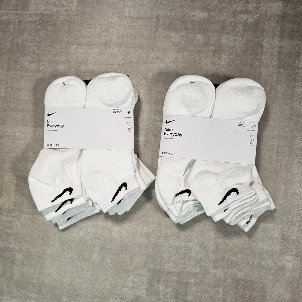 Nike Everyday Cushion Ankle Training Socks 6 Pair Men's White Size M