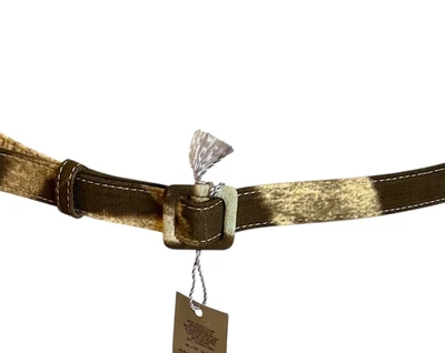 Ralph Lauren Europa Cinturón Cebra Estampado Animal Lino Cuero Italia Hebilla Deslizable Lg Foto 1 de 4