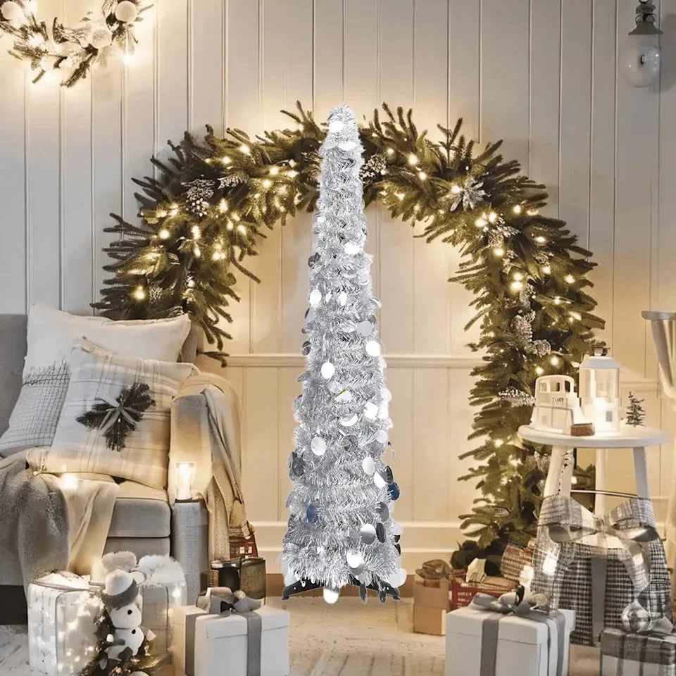 Albero di Natale Artificiale Apribile Argento 120 cm PET 099home - Immagine 1 di 1