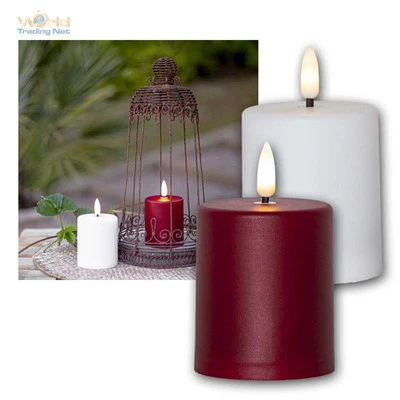 LED Außen-Kerze PAULA mit Timer& Dämmerungssensor, rot/weiß, 1/2/4 Stk, Outdoor - Bild 1 von 4