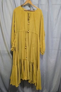 Bohemian Traders Maxi Dress s.4XL Mustard Yellow & Silver Longsleeve Boho  - Picture 1 of 8