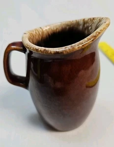 VINTAGE HULL Oven Proof - Brown Drip Glaze Creamer 4.5" Tall USA  - Picture 1 of 10