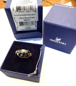 NUEVO CON ETIQUETAS SWAROVSKI Anillo de vainilla 55 Jet Dobladillo Anillo 6,5 - Imagen 1 de 3