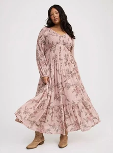 Maxi Vestido TORRID Calado Floral Rosa Nuevo sin Etiquetas Nuevo 2X - Imagen 1 de 15