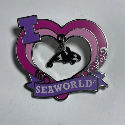 罕见“I Love Seaworld”别针 – 非常罕见的粉红色和紫色搪瓷 限量 Last Ones — 第 1/3 张图片