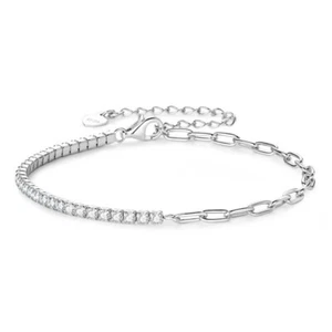 Brazalete con dije de 1 quilate VVS1/D/Excelente pase de prueba de diamantes creado en laboratorio redondo 18K - Imagen 1 de 9