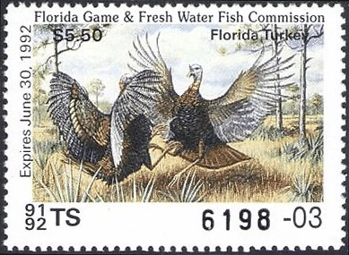 D2K Florida Turkey Stamp 1991 $5.50 (no tab) - Image 1 of 1