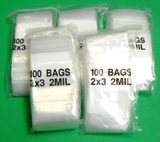 2x3 White Block Poly Reclosable Zip Bags 2mil Writeable 2"x 3" 2 Mil 500 Bags