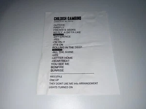 Childish Gambino - Concert Setlist - Charlotte NC 7/27/2012 - Picture 1 of 1