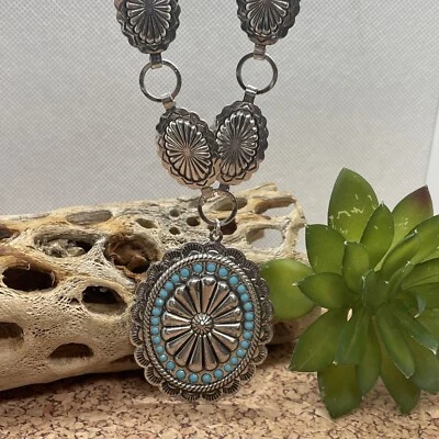 TURQUOISE 项链 FAUX Fall BEADS 银色长康乔西部回到学校 — 第 1/4 张图片