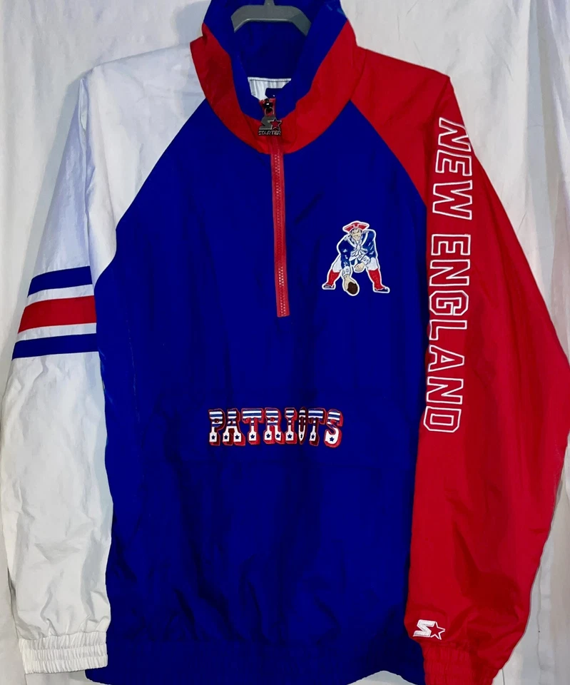 New England Patriots Starter Jacket Mens Large Pullover Windbreaker Bledsoe