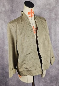 Chaqueta Blazer De Colección Dressbarn Para Mujer XL Beige Marrón Volantes Mezcla de Lino Abierta Usada en Excelente Condición - Imagen 1 de 11