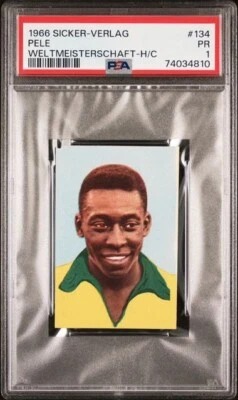 RARO PSA 1 PR Graded 1966 SICKER-VERLAG CAMPEONATO DEL MUNDO 134 PELE Mini Foto 1 de 2