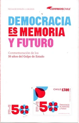 CHILE, FOLLETO, DEMOCRACIA ES MEMORIA Y FUTURO, SEPTIEMBRE 2023, SIN SELLOS - Image 1 of 3