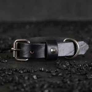 Schwarzes Leder Hundehalsband, Stacheldetail. Hochwertig  - Bild 1 von 11
