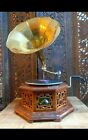 Nautical Hmv Gramophone Player Phonograph Brass Horn Win-Up Record Replica Gift