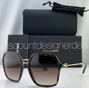 DOLCE & GABBANA Square Sunglasses DG 4422 502/13 Havana Gold Frame Brown Lens - Picture 1 of 8