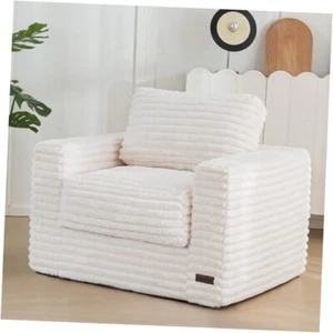 Giant Bean Bag Chair for Adults, Upholstered Floor Sofa with Standard White - Picture 1 of 8