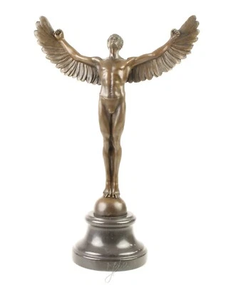 BRONZE Icarus Ikarus Mythologie Flügel Bronzeskulptur Bronzefigur Statue Figur - Bild 1 von 4