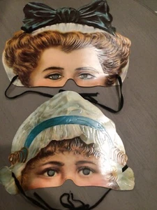 2 Facsimile Victorian Masks by H & P Decorations England Costume Party - Picture 1 of 5