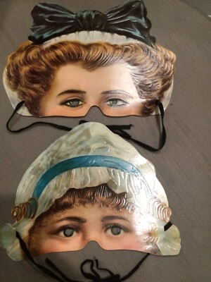 2 Facsimile Victorian Masks by H & P Decorations England Costume Party - Image 1 of 4