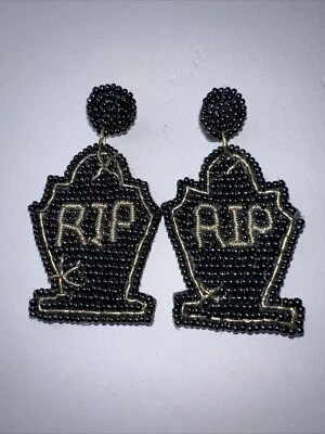Pendientes Lápida RIP Cementerio Negro OOTD Halloween Gótico Gótico Cuelga 16p Foto 1 de 3