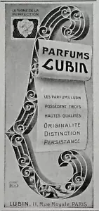 PUBLICITÉ DE PRESSE 1909 PARFUMS DE LUBIN ORIGINALITÉ DISTINCTION PERSISTANCE - Bild 1 von 1