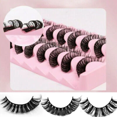 HARDWORK-BEE 10Pairs 3D False Eyelashes Russian Strip Fake Lashes D Curly Makeup Wispy Fluffy