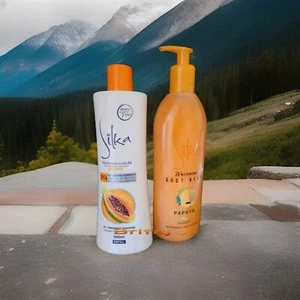 Silka Whitening Lotion SPF6 Papaya 500ml With Silka Whitening Papaya Body Wash  - Picture 1 of 1