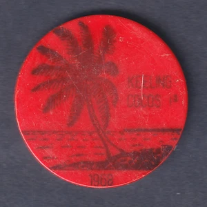 Cocos Keeling Islands.. 1968 5 Rupees - Red Plastic.. aVF - Imagen 1 de 2