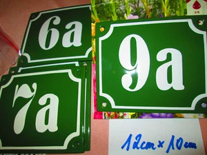 Hausnummer Nr. 9a weiße Zahl auf grünem  Hintergrund 12 cm x 10 cm Emaille - Picture 1 of 12