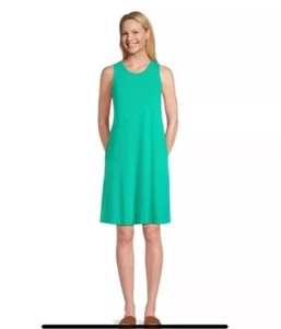 Time and Tru Women's Medium 8-10 Sleeveless Knit Dress Pockets Green Breeze - Picture 1 of 3