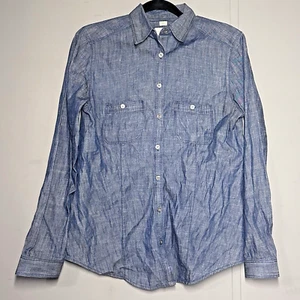 ANN LOFT Damen mittelblau Chambray Langarm Freizeit leicht Knopfleiste - - Bild 1 von 7