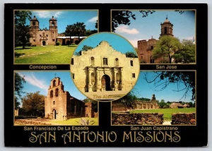 Postcard Texas San Antonio Missions Multi-View c1990 22G - Picture 1 of 2