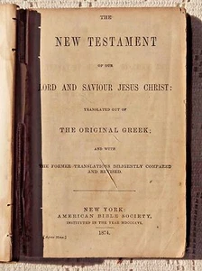 ANTIQUE 1874 EDITION - HYMNS & NEW TESTAMENT - AMERICAN BIBLE SOCIETY NEW YORK - Picture 1 of 10