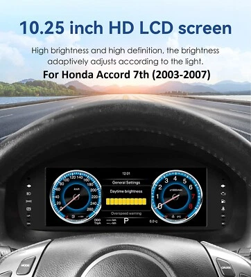 Cuadro de instrumentos digital LCD de 10,25" velocímetro tablero para Honda acuerdo 2003-07 Foto 1 de 4