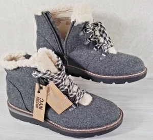 Madden NYC-Damenstiefel grau Flanell Wanderer Keilabsatz Kunstfell, Schnürung, Reißverschluss Gr.9 neu - Bild 1 von 8