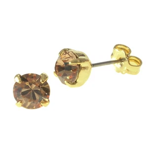 Ohr Stecker vergoldet mit Swarovski Elements Kristall Farbe: Colorado Topas Hell - Picture 1 of 1