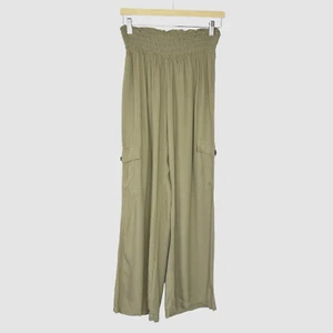 Pantaloni da passeggio Rewash donna grandi cargo gamba larga vita smocked leggeri boho - Foto 1 di 15