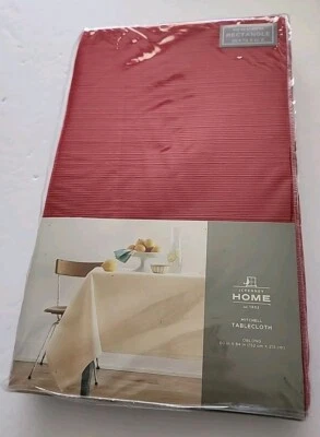 Vtg JC Penney Home Red Ribbed Mitchell Table Cloth 60 X 84 Oblong Seats 6 To 8 - Image 1 of 4