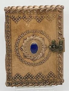 Blue Stone Embossed Leather Journal  Notebook Sketchbook Diary Writing Pad - Picture 1 of 5