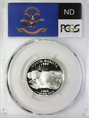 2006-S 25C State Quarter North Dakota PCGS PR69 DCAM 90% Silver 22ltat0625 - Image 1 of 4