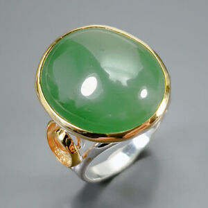 Gemstone 17 ct Natural Chrysoprase Ring 925 Sterling Silver Size 8 /R349329