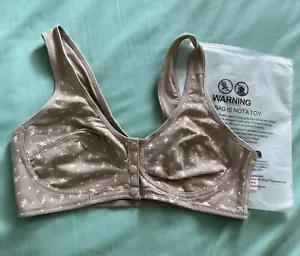 Drahtlose vordere Schnalle bequemer Freizeit-BH Größe S, grün/grau, neu in Tasche - Bild 1 von 5