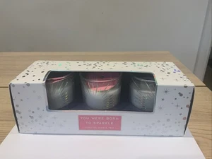 You Were Born To Sparkle - Berry Scented - Glass Candle Trio New & Boxed - Picture 1 of 6