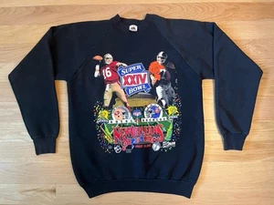 Vintage Superbowl Sweatshirt 49ers Broncos Montana Elway New Orleans Black XL - Picture 1 of 7