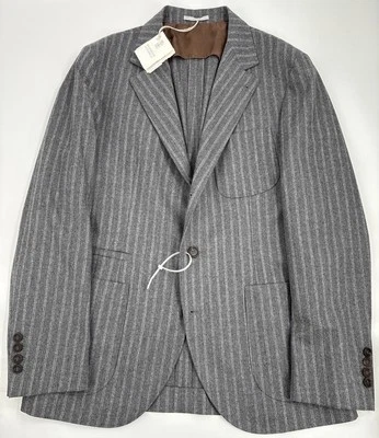 3395$ Brunello Cucinelli Triple Patch Pocket Unlined Striped Blazer Jacket 50EU - Image 1 of 4