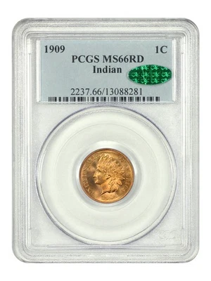 1909 1C Indian PCGS/CAC MS66RD - Indian Cent - Final Year of Issue - Image 1 of 4