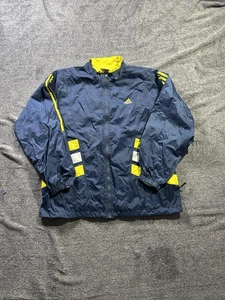 Chaqueta Adidas Para Hombre Grande Azul Amarillo Cortavientos Reflectante Cremallera Completa Correr - Imagen 1 de 6