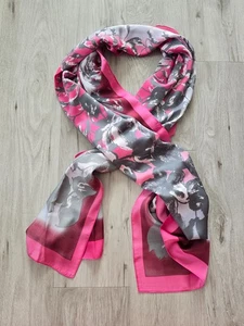 Coldwater Creek | grau rosa Blumenmuster Rechteck mittellanger Schal - Bild 1 von 6